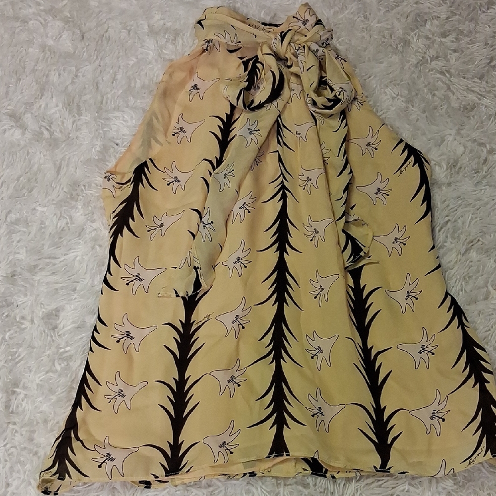 Vintage Milly 100 %Silk With 100% Polyster Lining Halter..Long Wrap Tie ,zipper